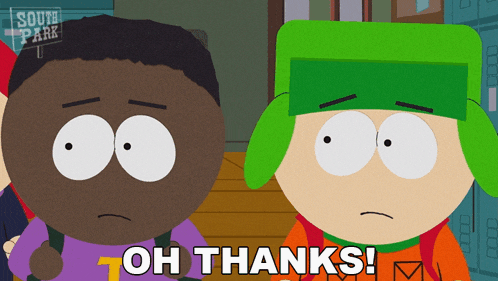 two south park characters are standing next to each other