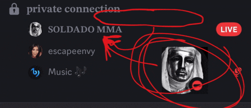 a screenshot of a private connection between el pedo soldada and escapeenvy