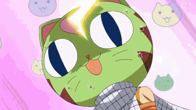 a cartoon cat with a lightning bolt coming from its head