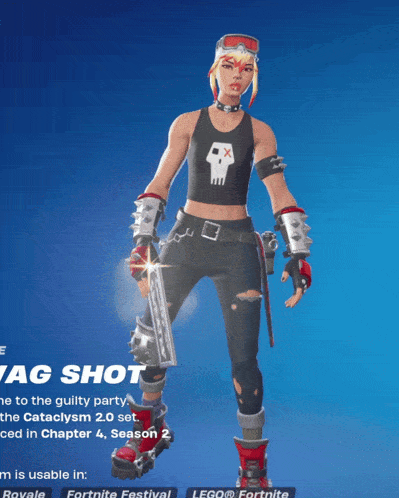 a girl in a black tank top with a skull on it holds a gun