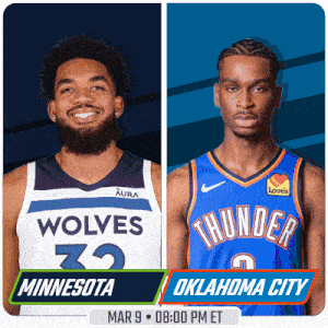 two basketball players from minnesota and oklahoma city are on a poster