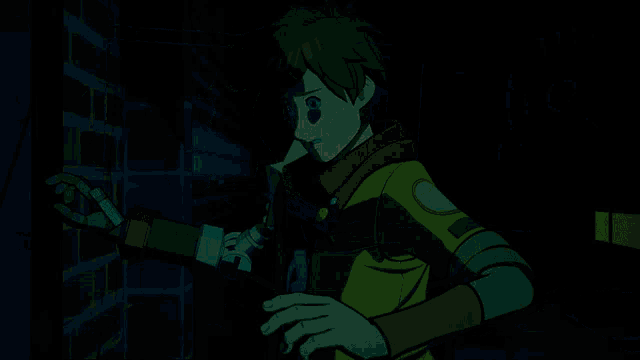 a dark room with a few lines of light coming out of it