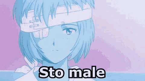a picture of a girl with a bandage on her head and the words sto male on the bottom
