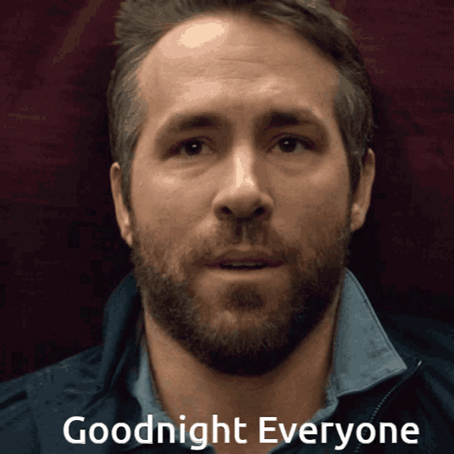 a man with a beard and the words goodnight everyone on the bottom
