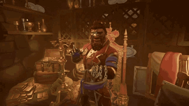 a man in a video game is sitting in a chair