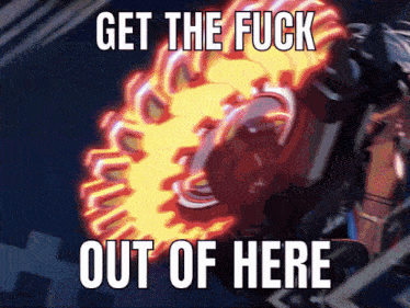 a picture of a robot with the words get the fuck out of here