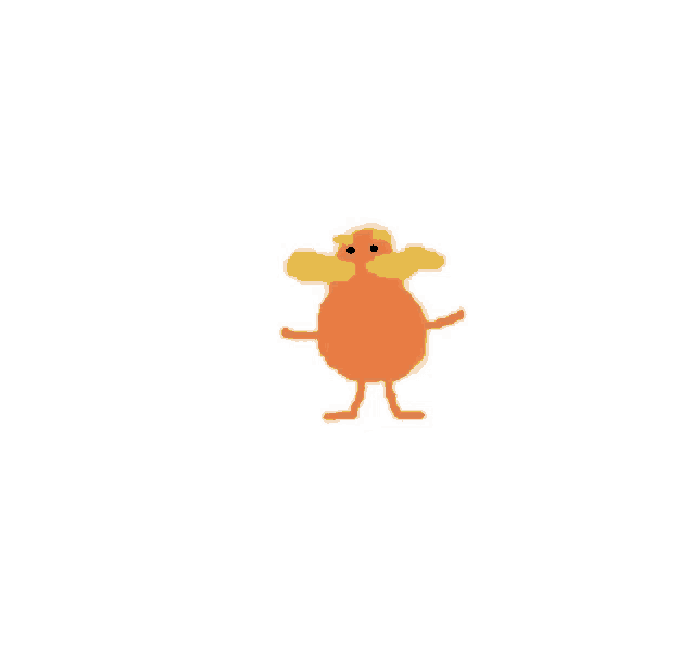 a drawing of a cartoon character with a yellow mustache on a white background