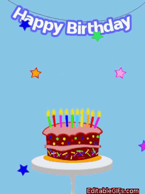 a birthday card for anni with a cake on a stand