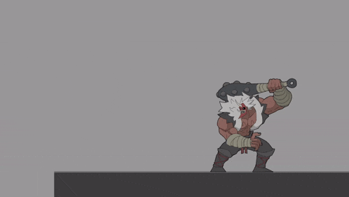 a cartoon of a man holding a large axe