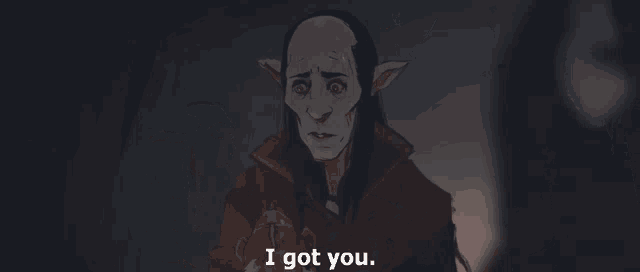 a cartoon character says " i got you " while holding an umbrella
