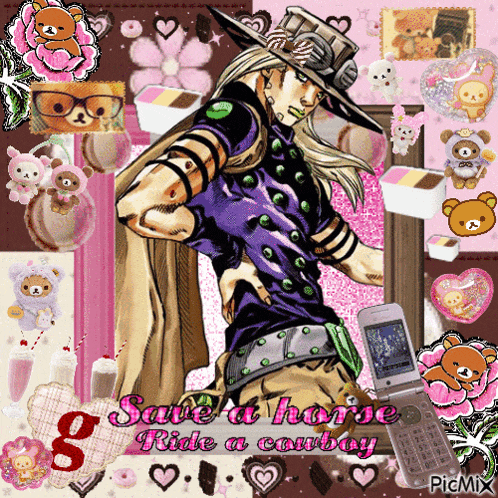a picture of a cartoon character with the words save a horse ride a cowboy