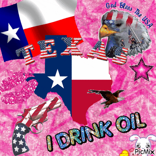 a picture of texas with the words " i drink oil "