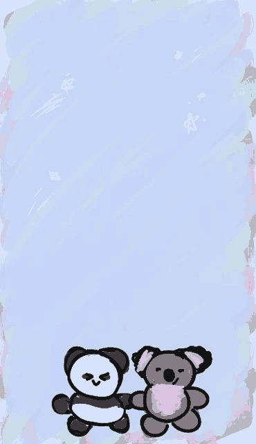 a drawing of a panda and a koala bear with the words " i love liam " in the background