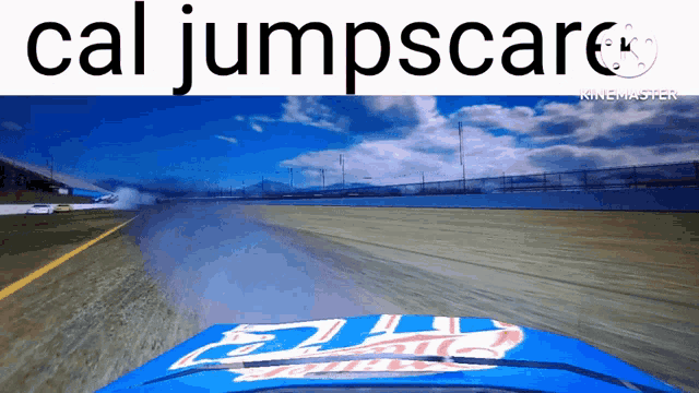 a picture of a race car with the words cal jumpscare on the top