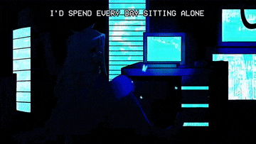 a computer screen with the words i 'd spend every day sitting alone written on it