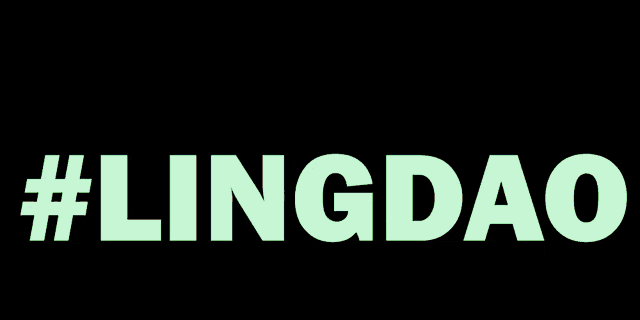 the word lingdao is displayed in rainbow colored letters on a black background