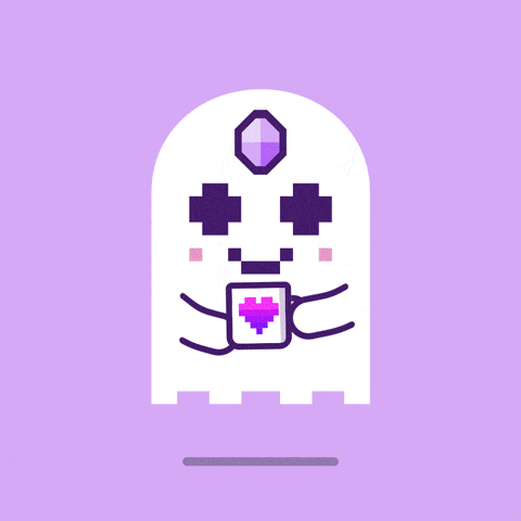 a ghost with a speech bubble saying gm