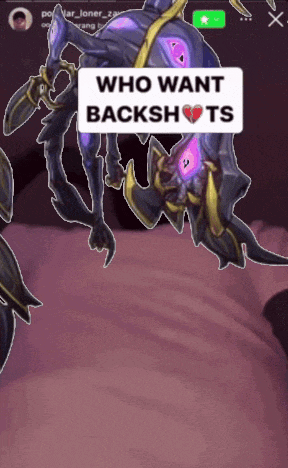 a picture of a monster with the words who want backshots