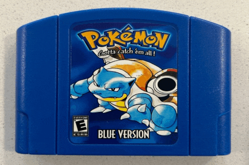 a blue pokemon game cartridge that is for the blue version
