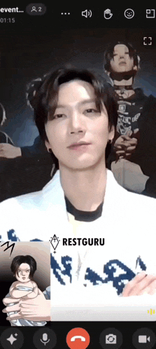 a screenshot of a video call with restguru on the bottom