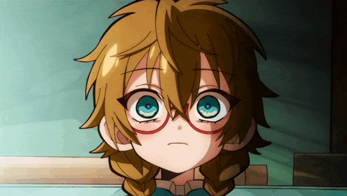 a close up of a cartoon character with glasses on