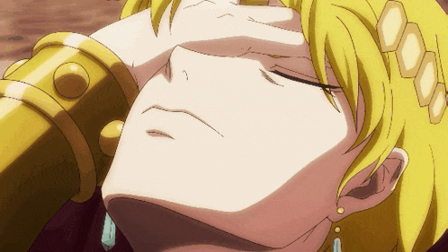 a close up of a cartoon character with yellow hair