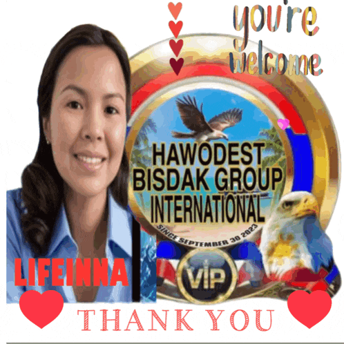 a picture of a woman with the words " you 're welcome " on it