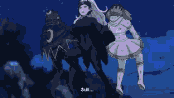 a couple of anime characters are fighting each other and one of them is falling .