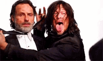 rick grimes and daryl dixon are making funny faces