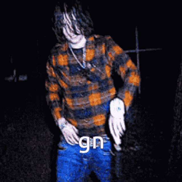 a blurry picture of a person with the word gn on the bottom right