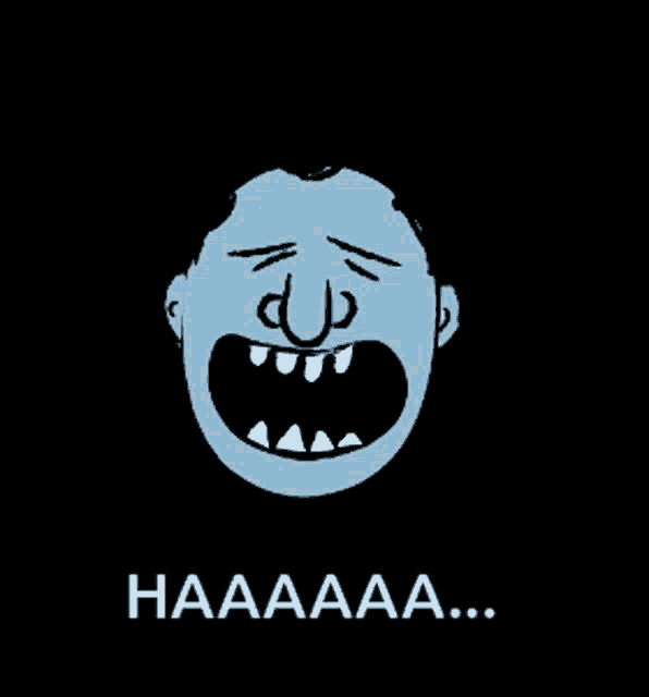 a black background with a cartoon face and the word haaaa