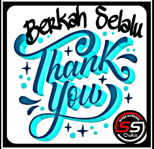 a poster that says " thank you " in blue letters