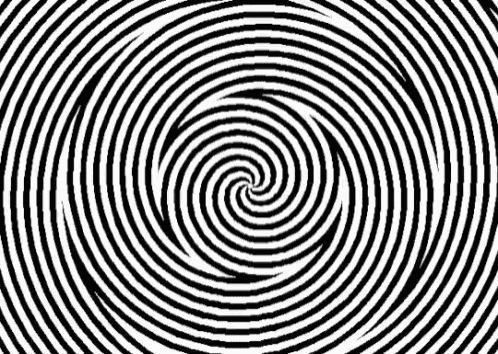 it is an optical illusion that looks like a spiral moving in a circle .