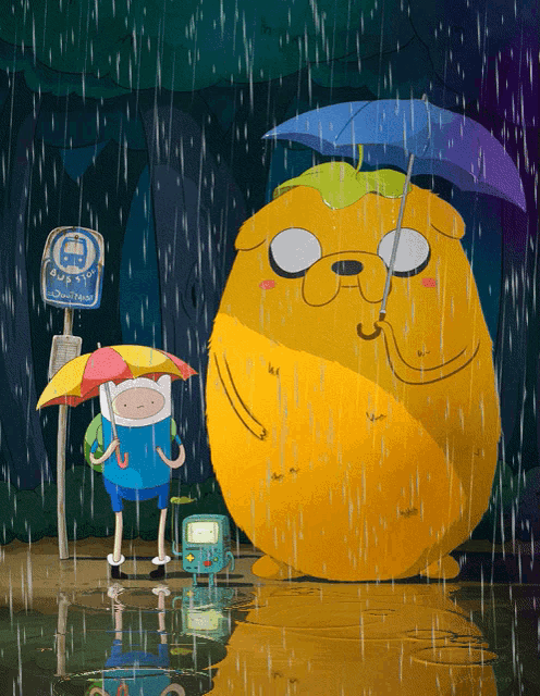 a cartoon character holding an umbrella standing next to a sign that says " afternoon shuttle "
