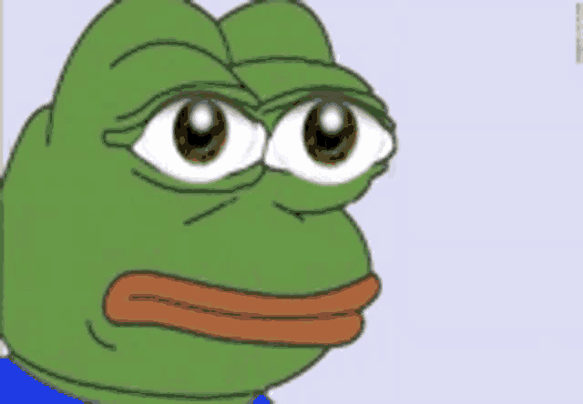 a cartoon frog with big eyes and a blue shirt