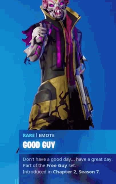 a video game character named good guy is holding a gun in his hand