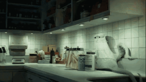 a kitchen counter with a bottle that says df on it