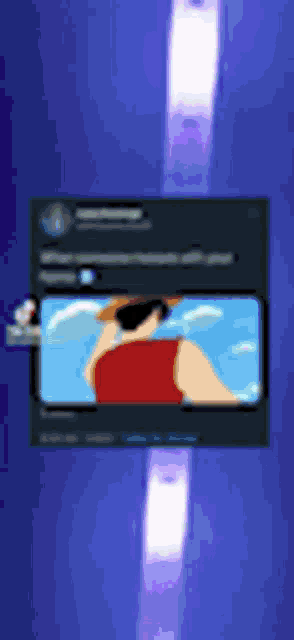 a cartoon of a man in a red shirt is on a blue background