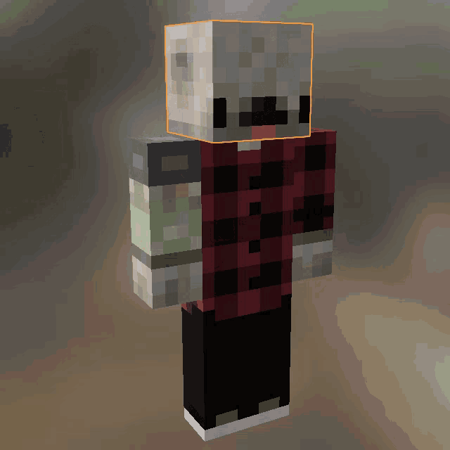 a minecraft character with a red plaid shirt on