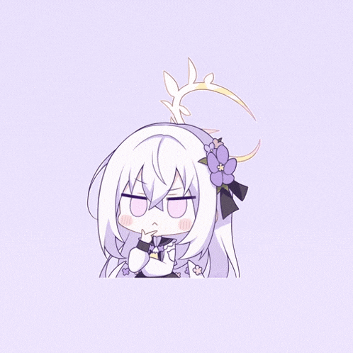 a girl with white hair and a flower in her hair