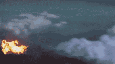 a fireball is flying through the air in the clouds
