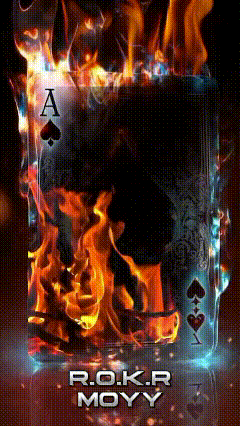 an ace of spades playing card is on fire