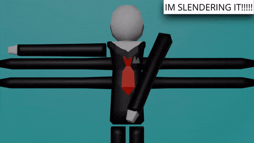 a drawing of a man with a red tie and the words im slendering it !!!