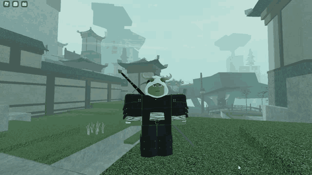 a screenshot of a video game shows a person in a samurai outfit