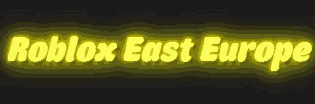 a neon sign that says roblox east europe on a black background