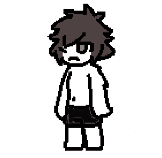 a pixel art drawing of a dog with brown hair and a white fur .