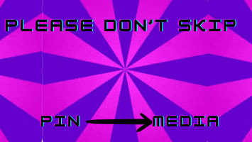 a purple and pink background with the words please do n't skip pin and media