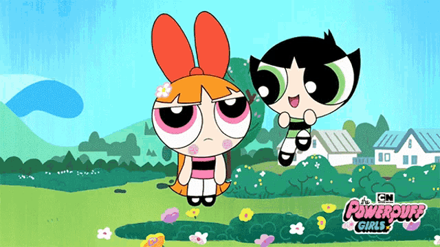 a poster for the powerpuff girls shows a girl with a flower on her face