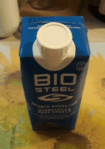 a bottle of bio steel sports hydration sitting on a table