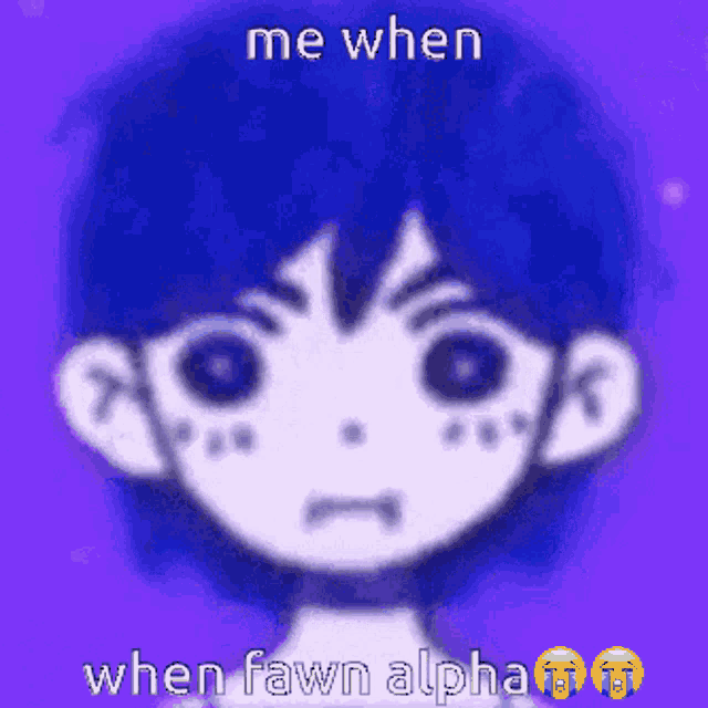 a cartoon character with blue hair and a purple background .